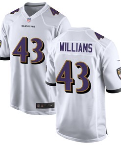Baltimore Ravens Marcus Williams 43 Game Jersey - White Jersey