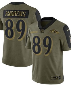 Baltimore Ravens Mark Andrews 89 Nfl Olive 2021 Salute To Service Player Men Jersey For Ravens Fans