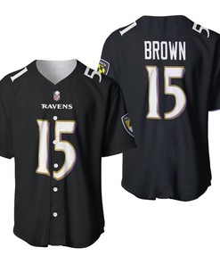 Baltimore Ravens Marquise Brown #15 Great Player Nfl American Football Game Jersey Black 2019 3d Designed Allover Gift For Ravens Fans Baseball Jersey