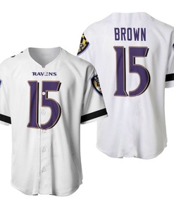 Baltimore Ravens Marquise Brown #15 Nfl Great Player White 100th Season 3d Designed Allover Gift For Baltimore Fans Baseball Jersey