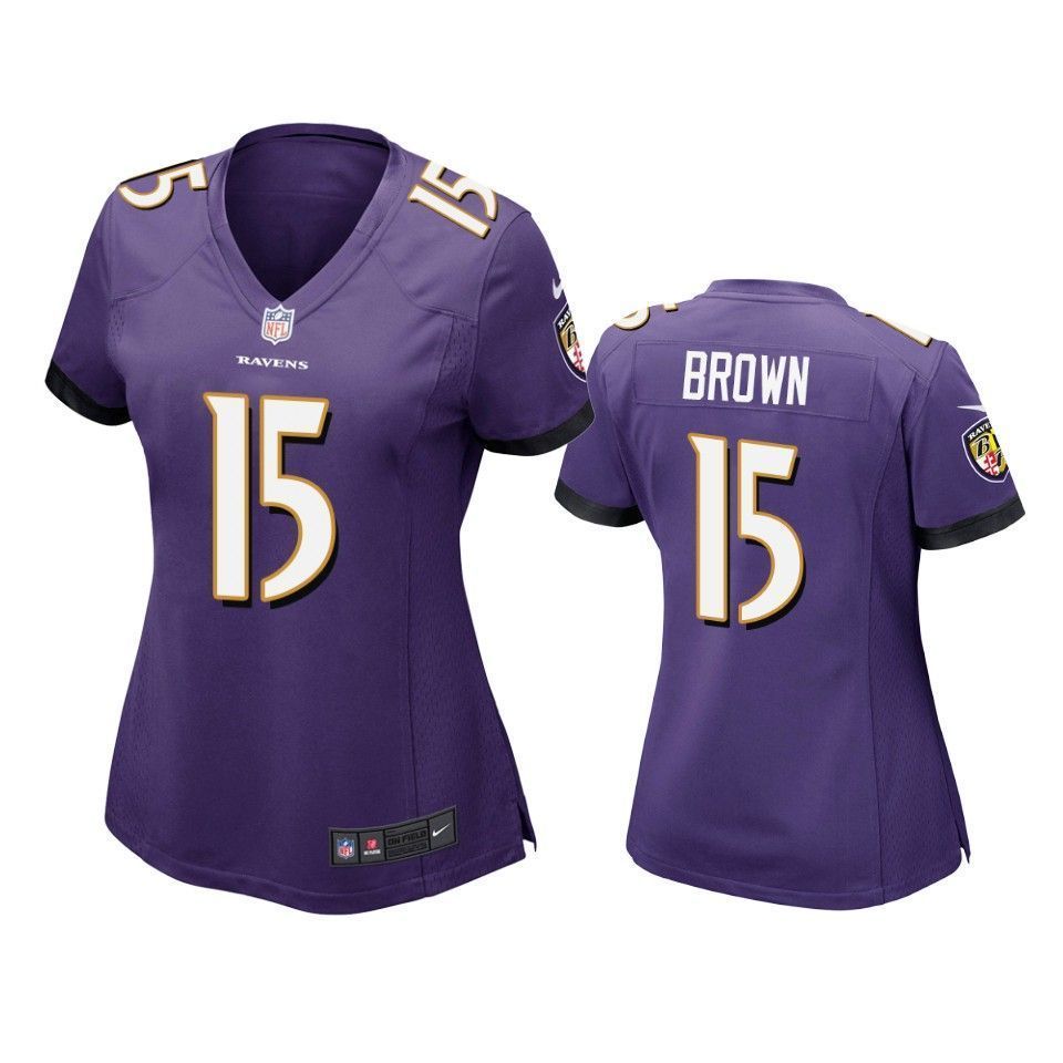 Baltimore Ravens Marquise Brown 2019 Nfl Draft Purple Game Womens Jersey