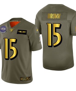 Baltimore Ravens Marquise Brown 2019 Salute To Service Nfl 100 Mens Jersey Metallic