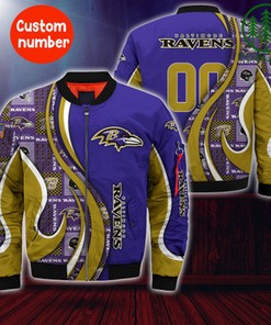 Baltimore Ravens NFL Custom Number Bomber Jacket   for fans