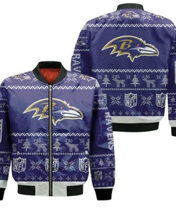 Baltimore Ravens NFL Ugly Sweatshirt Christmas 3D Bomber Jacket