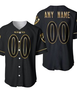 Baltimore Ravens Nfl American Team Black Golden Brandedition Vapor 3d Designed Allover Custom Gift For Baltimore Fans Baseball Jersey