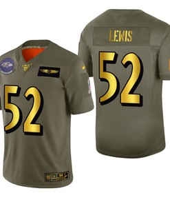 Baltimore Ravens Ray Lewis 2019 Salute To Service Nfl 100 Mens Jersey Metallic