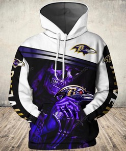 Baltimore Ravens Skull 3D Hoodie Zip Hoodie