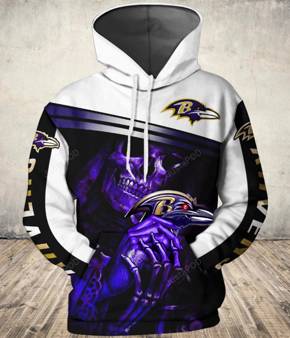 Baltimore Ravens Skull 3D Hoodie Zip Hoodie