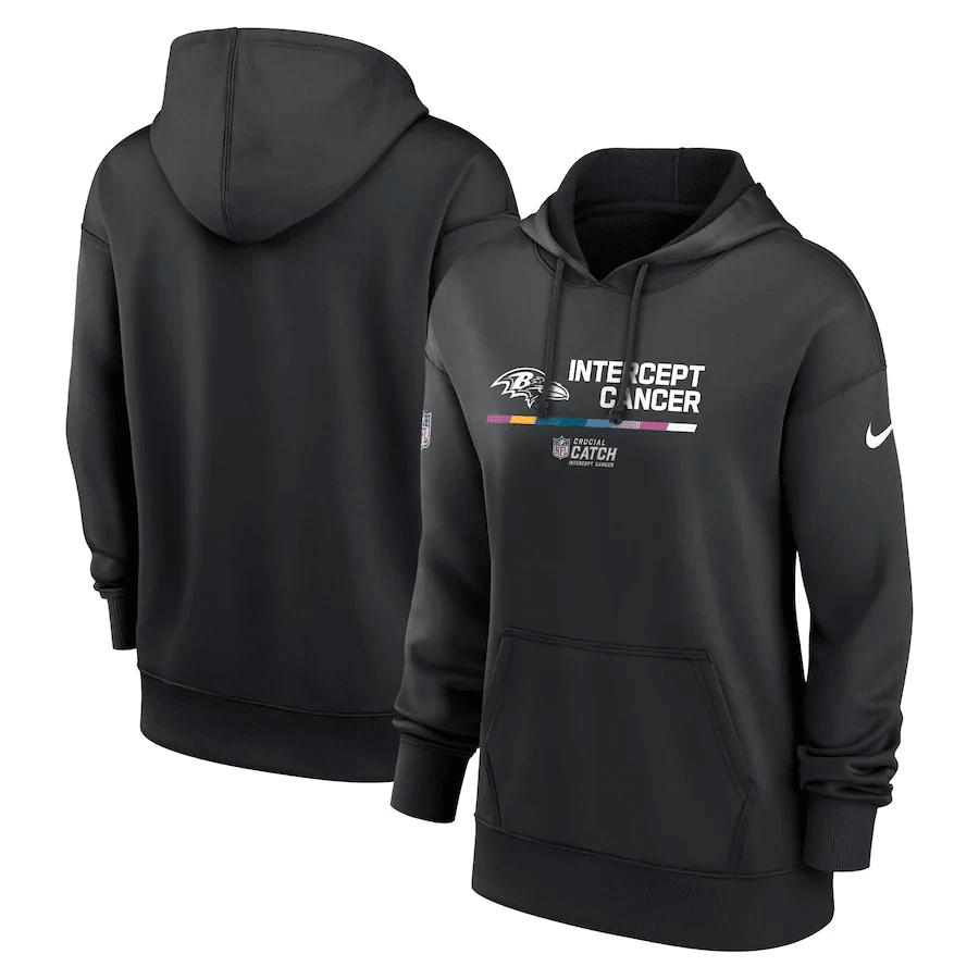 Baltimore Ravens Women's 2022 NFL Crucial Catch Therma Performance Pullover Hoodie - Black