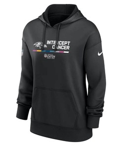 Baltimore Ravens Women's 2022 NFL Crucial Catch Therma Performance Pullover Hoodie - Black