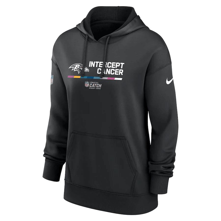 Baltimore Ravens Women's 2022 NFL Crucial Catch Therma Performance Pullover Hoodie - Black