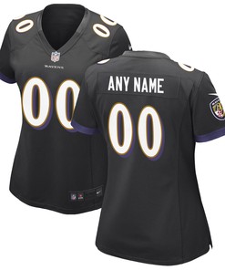 Baltimore Ravens Womens Alternate Custom Game Jersey - Black Custom Jerseys Nfl