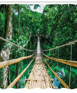 Bamboo Bridge in Tropical Forest Bohol Philippines Shower Curtain - Home Decor Accessory
