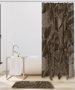 Bamboo Leaf Rubbings Printing Waterproof Fabric Bathroom Shower Curtain