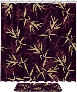 Bamboo Leaf Silhouette Shower Curtain for Zen Bathroom Decor