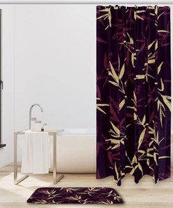 Bamboo Leaf Silhouette Shower Curtain for Zen Bathroom Decor