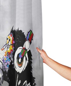 Banksy Monkeys with Headphones Shower Curtain - Rustic Farmhouse Bathroom Decor
