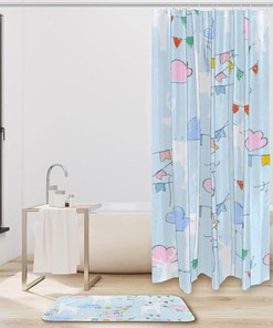 Banners and Deer Silhouettes Waterproof Shower Curtain for Rustic Bathroom Decor