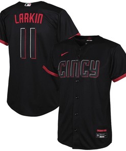 Barry Larkin 11 Cincinnati Reds Youth 2023 City Connect Jersey - Black