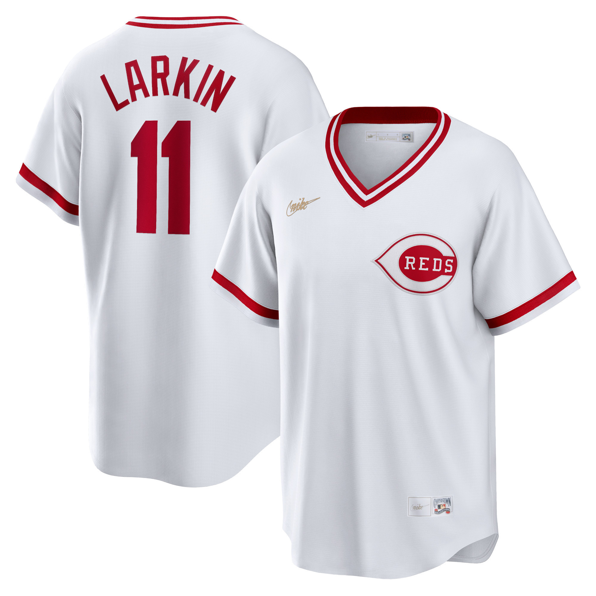 Barry Larkin Cincinnati Reds Home Cooperstown Collection Player Jersey - White Mlb