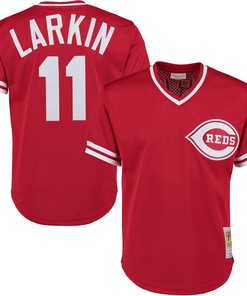 Barry Larkin Cincinnati Reds Mitchell And Ness Fashion Cooperstown Collection Mesh Batting Practice Jersey Red Mlb