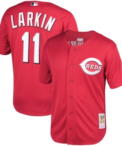 Barry Larkin Cincinnati Reds Mitchell & Ness Throwback Cooperstown Mesh Batting Practice Jersey - Red Mlb