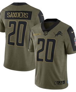 Barry Sanders Detroit Lions 2021 Salute To Service Retired Player Limited Jersey - Olive Nfl