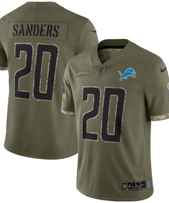 Barry Sanders Detroit Lions 2022 Salute To Service Retired Player Limited Jersey - Olive