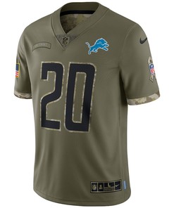 Barry Sanders Detroit Lions 2022 Salute To Service Retired Player Limited Jersey - Olive