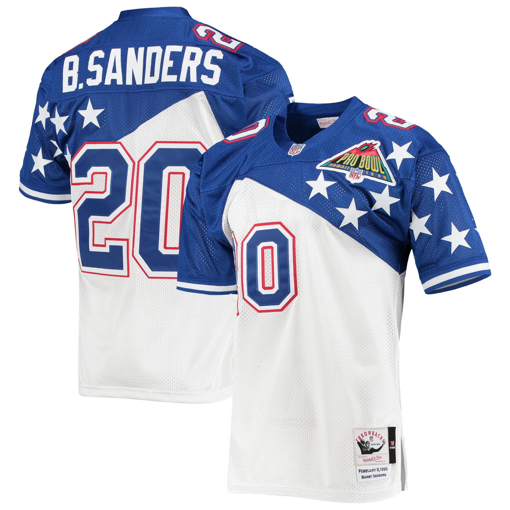 Barry Sanders Nfc Mitchell & Ness 1994 Pro Bowl Authentic Jersey - White/blue Nfl