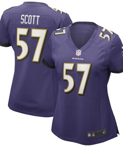 Bart Scott 57 Baltimore Ravens Women's Game Retired Player Jersey - Purple