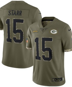 Bart Starr Green Bay Packers 2022 Salute To Service Retired Player Limited Jersey - Olive
