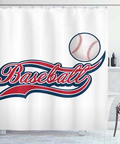 Baseball Equipment Vintage Sport Print Shower Curtain for a Sporty Bathroom Decor