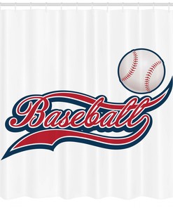 Baseball Equipment Vintage Sport Print Shower Curtain for a Sporty Bathroom Decor