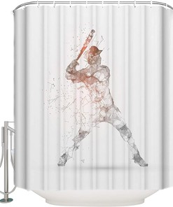 Baseball Game Shower Curtain - Ball Sports Theme Bathroom Decor