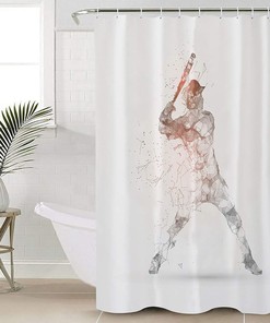 Baseball Game Shower Curtain - Ball Sports Theme Bathroom Decor