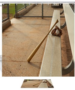 Baseball Glove Waiting Area Shower Curtain Decor for Sports Bathroom 