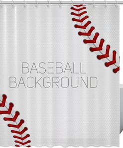 Baseball Laces Background Shower Curtain for Sports Bathroom Decor 