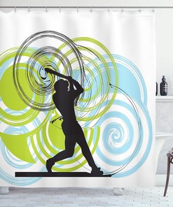 Baseball Shower Curtain, Wild Pitch Fast Win Do It for Sports Bathroom Decor