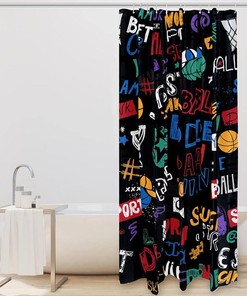Basketball Boys Black Shower Curtain for Bathroom Decor