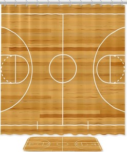 Basketball Court Print Shower Curtain - Perfect for Sports Enthusiasts
