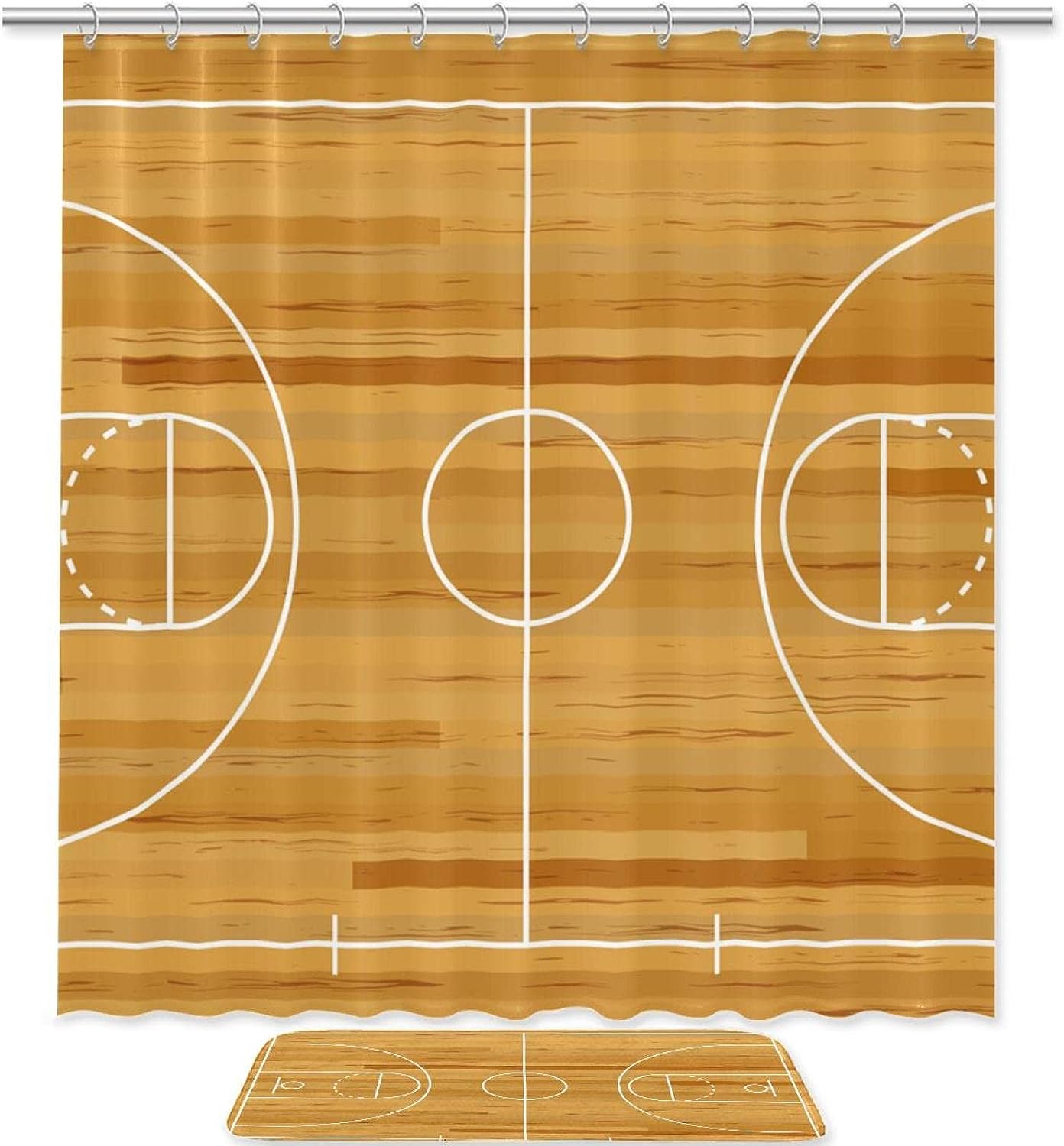 Basketball Court Print Shower Curtain - Perfect for Sports Enthusiasts