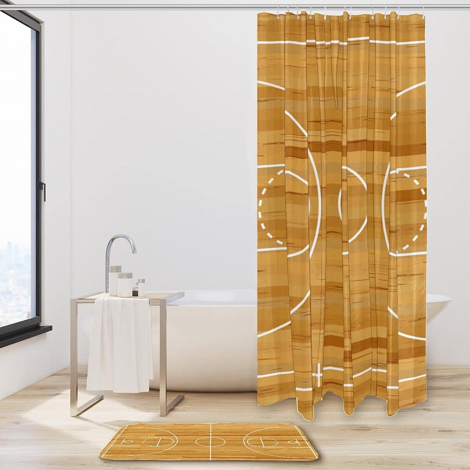 Basketball Court Print Shower Curtain - Perfect for Sports Enthusiasts