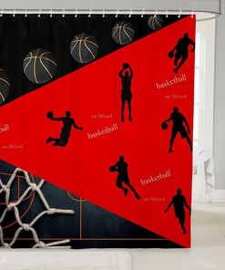 Basketball Court Shower Curtain - Perfect for Modern Sports-Themed Bathroom Interiors