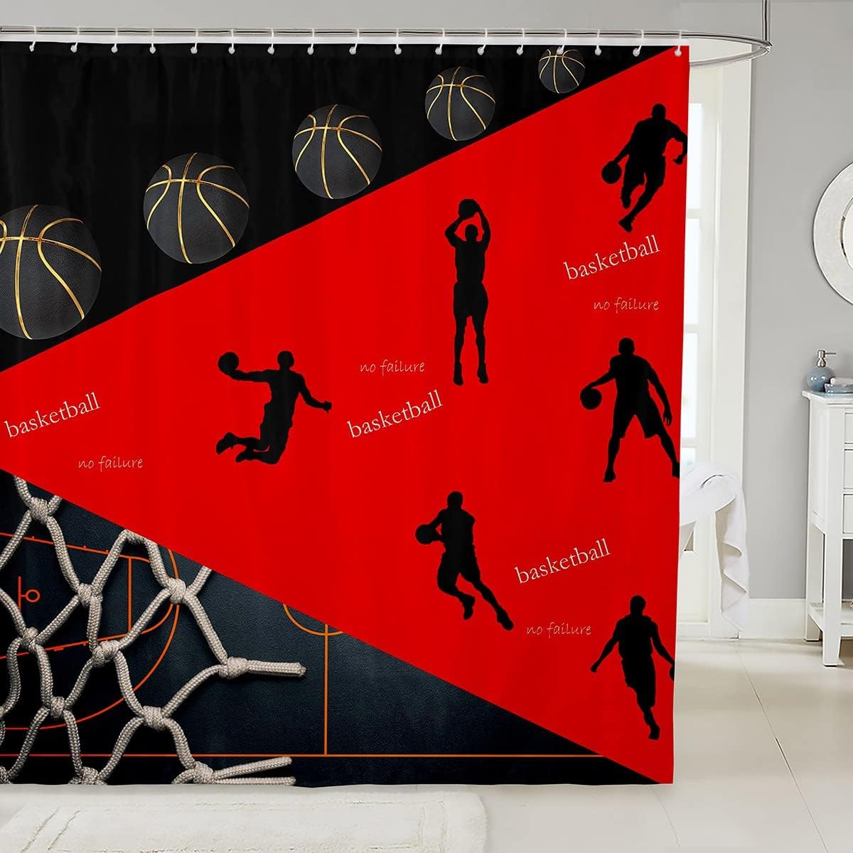Basketball Court Shower Curtain Perfect for Modern SportsThemed