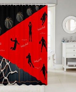 Basketball Court Shower Curtain - Perfect for Modern Sports-Themed Bathroom Interiors