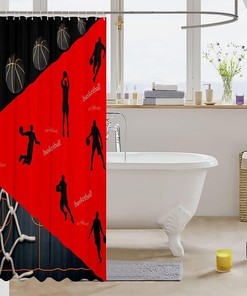 Basketball Court Shower Curtain - Perfect for Modern Sports-Themed Bathroom Interiors