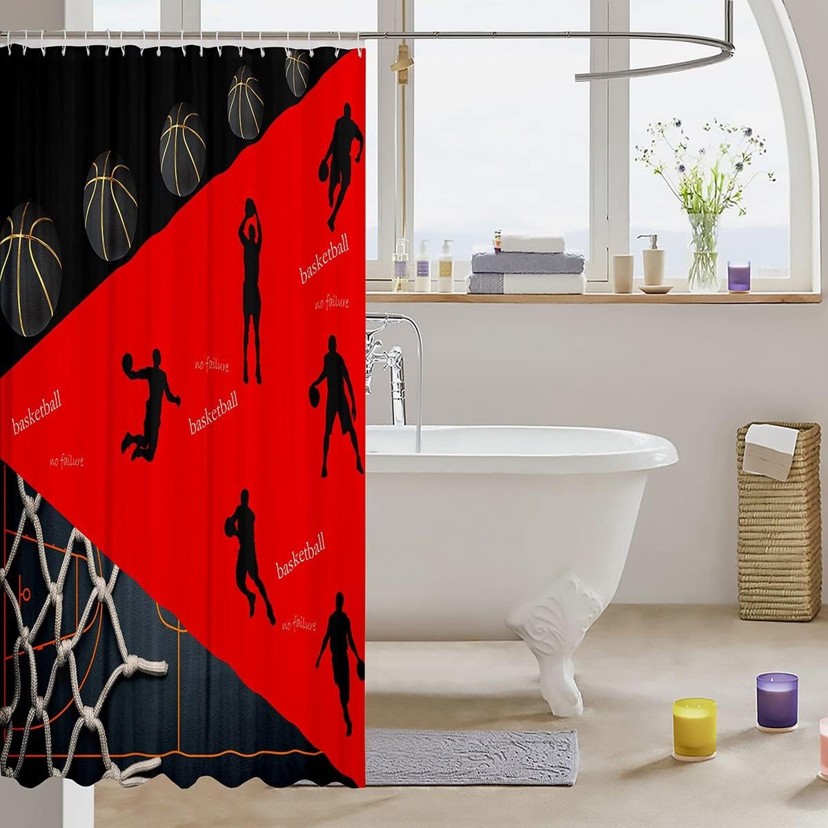 Basketball Court Shower Curtain Perfect for Modern SportsThemed