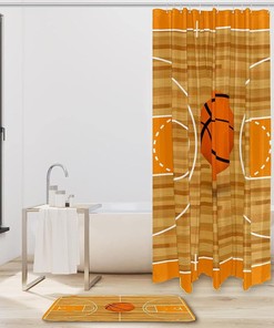 Basketball Court Waterproof Shower Curtain - A Must-Have for Sports Themed Bathrooms