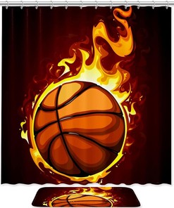 Basketball Fire Shower Curtain - Bring a Little Heat to Your Bathroom Decor